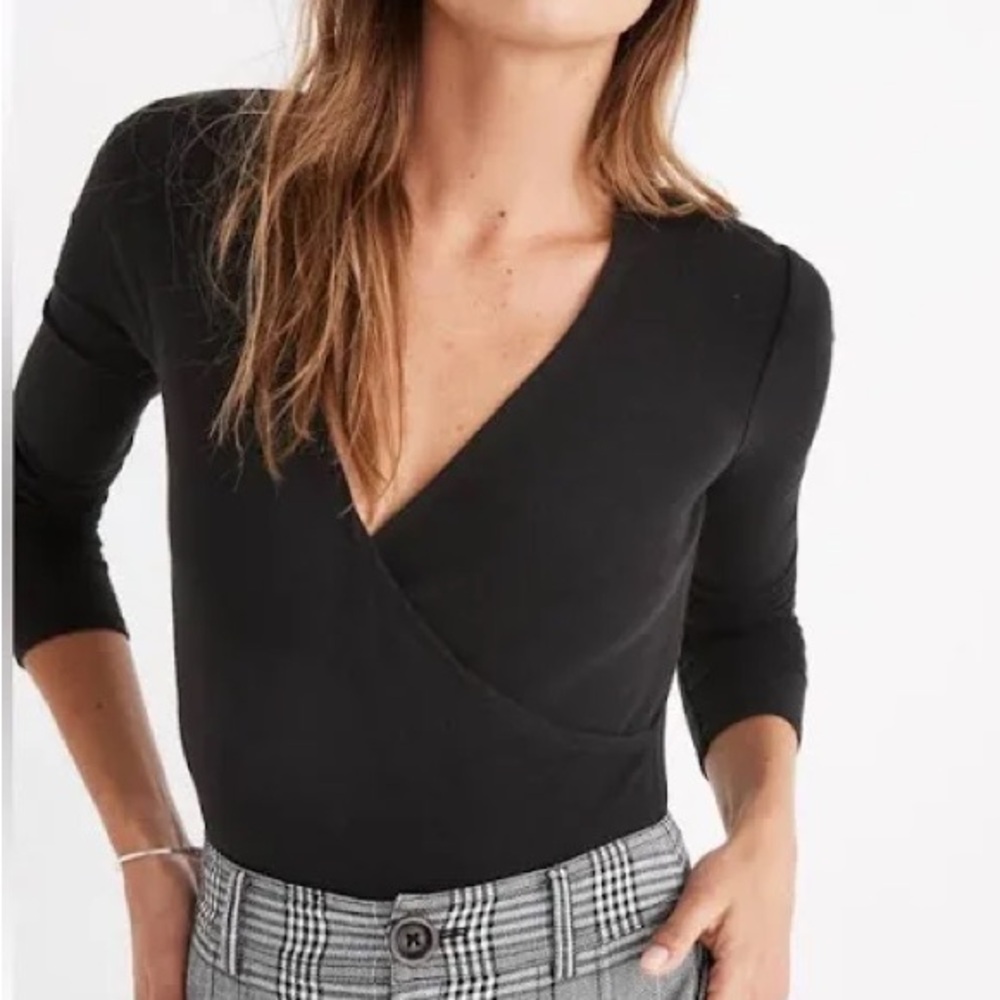Madewell Black Wrap Top